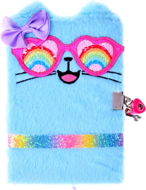 Plišast dnevnik z zaklepanjem Niebieski Kotek