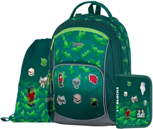 Šolski set OXYBAG OXY GO Playworld – nahrbtnik, peresnica in vrečka za šport