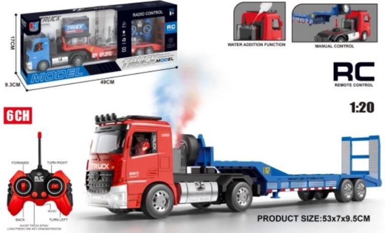 Remote-controlled truck with trailer 1:20 with smoke effect, USB