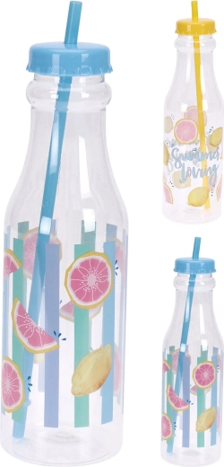 Steklenička za pitje s slamico 650 ml – poletni motivi mix