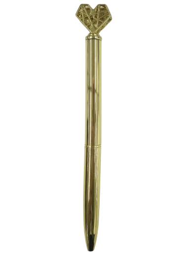 Metal pen with a heart in gold color 16 cm