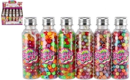 Plastične perlice s vrvico v škatlici – mešanica barv