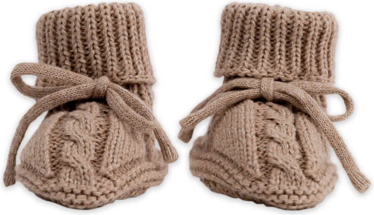 Lodger pleteni copatki knit cable fudge 0–6 mesecev