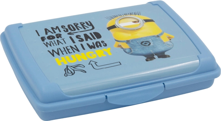Škatla za malico Minions s klik zapiranjem 17 × 13 × 3,5 cm modra