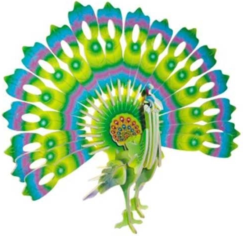 Lesena 3D sestavljanka Pisan pav