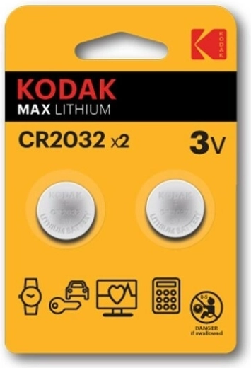 Litijeva gumbna baterija KODAK CR2032 3 V, 2 kosa