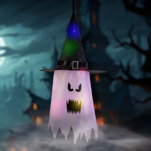 Halloweenska viseča LED-dekoracija v obliki rožnatega duha