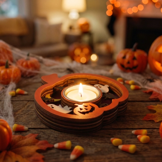 Halloweenski držalo za čajno svečko v obliki buče