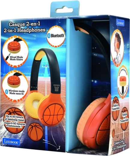 Otroške Bluetooth slušalke 2v1 z košarkarskim dizajnom LEXIBOOK