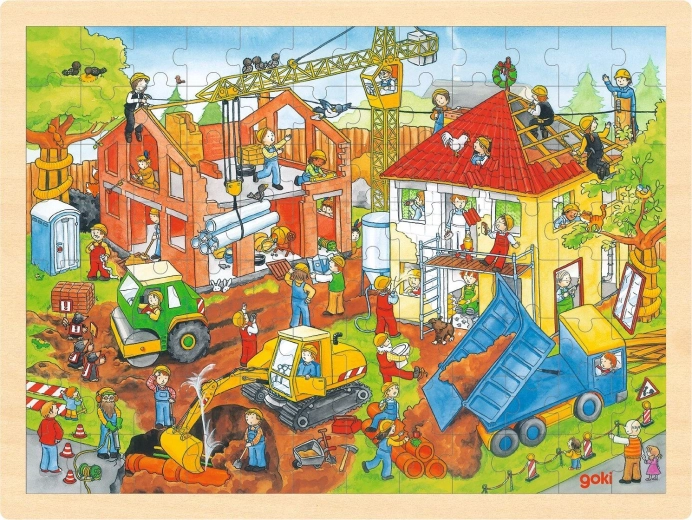 Goki wooden puzzle On the Construction Site 96 pieces