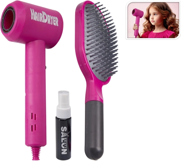 Set za male frizerke s sušilnikom, glavnikom in razpršilnikom
