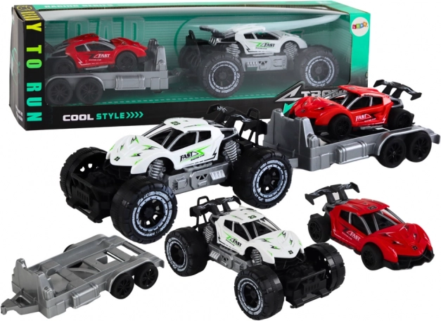 Terensko vozilo s prikolico in športnim avtom – set