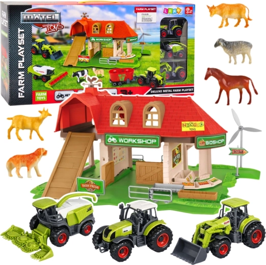 Farm with Barn, Tractors and Animal Figures – 42 Pieces