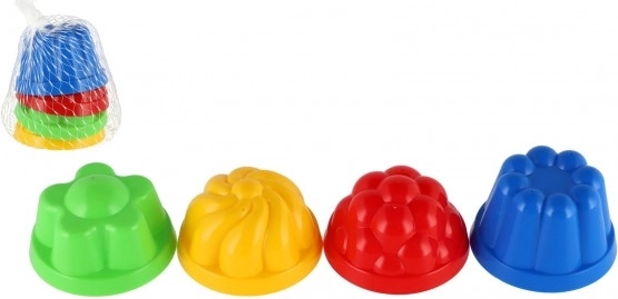 Plastični modelčki za peščene potičke 8 cm, komplet 4 kos v mrežici