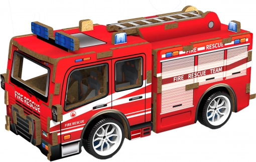 3D sestavljanka leseni gasilski avto 12 cm