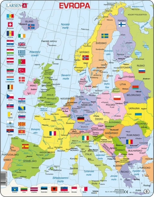 Larsen Puzzle Politični zemljevid Evrope 48 kosov
