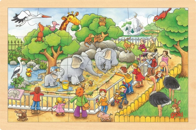Lesene sestavljanke Obisk ZOO 24 koščkov