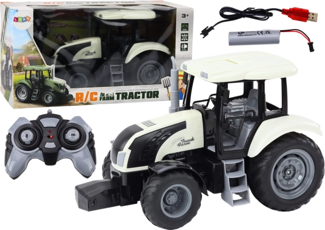 RC traktor 2,4G z daljinskim upravljanjem in zvočnimi učinki – bel