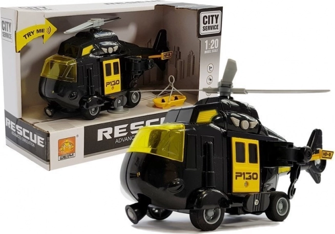 Reševalni helikopter na baterije s svetlobami in zvoki