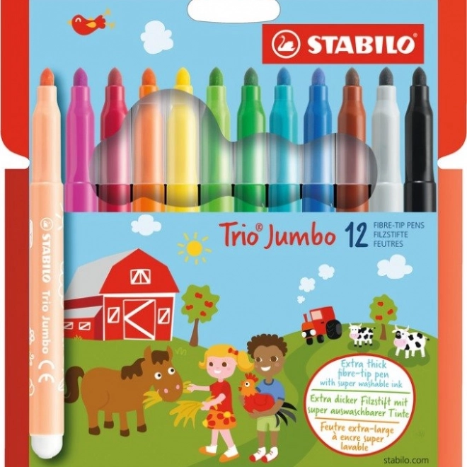 Stabilo Trio Jumbo komplet flomastrov, 12 barv