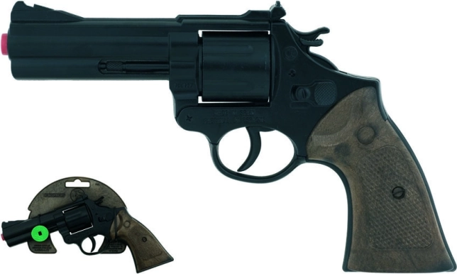 Policijski kovinski revolver na kapsule, 12 strelov, črn