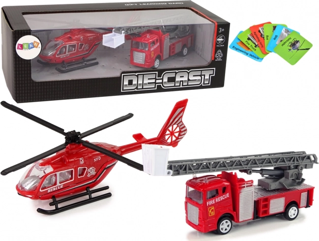 Komplet igrač Požarna vozila in helikopter