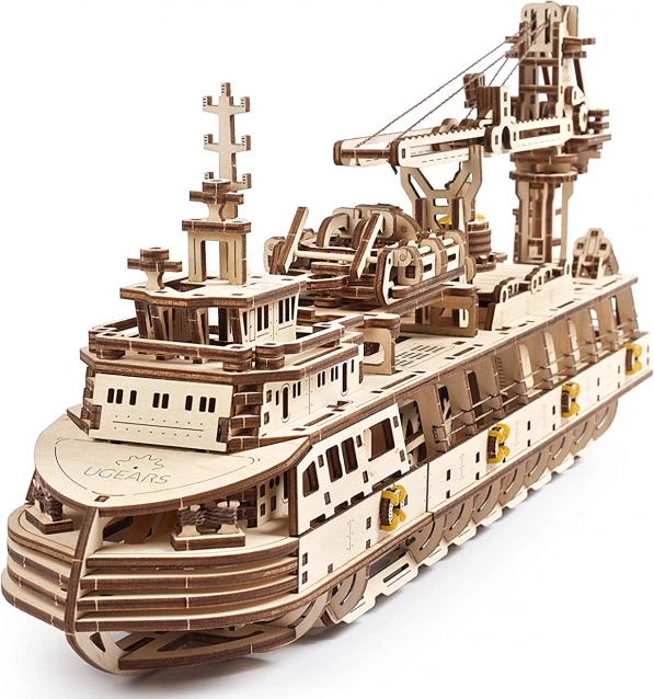 ugears 3d lesena mehanska sestavljanka raziskovalna ladja