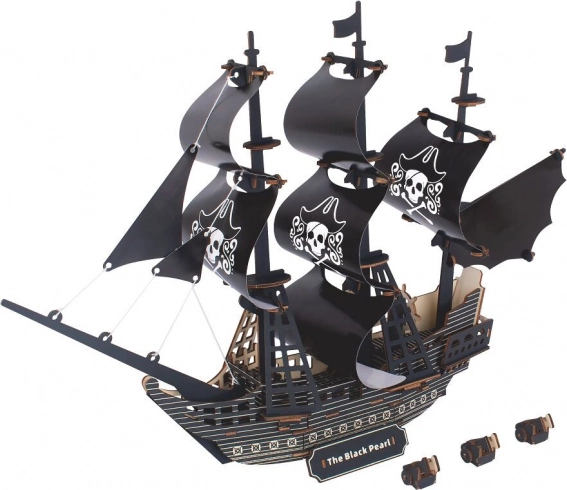 Lesena 3D sestavljanka Piratska ladja Črna biser