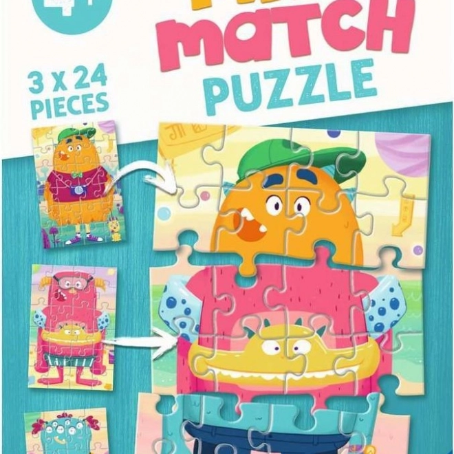 Ravensburger Puzzle Mix & Match: Smešne Pošasti 3x24 kosov