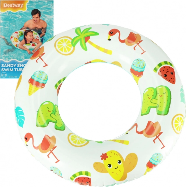 Napenljiv plavalni obroč BESTWAY z motivom plamingov 61 cm