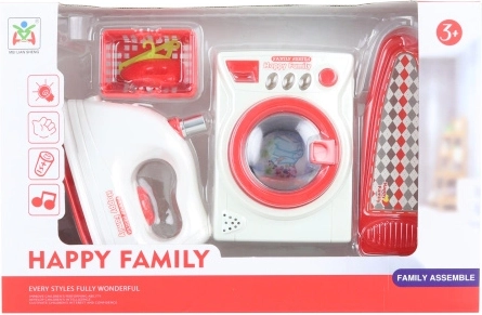 Otroška pralnica Happy Family – pralni stroj, likalnik in likalna deska