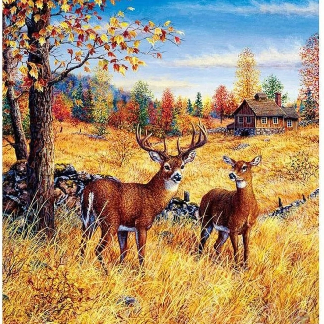Slikanje z diamanti Jeleni na polju 30x40 cm