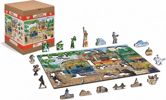 Lesene dvostranske sestavljanke WOODEN CITY Viktorijanska ulica 2v1, 200 koščkov
