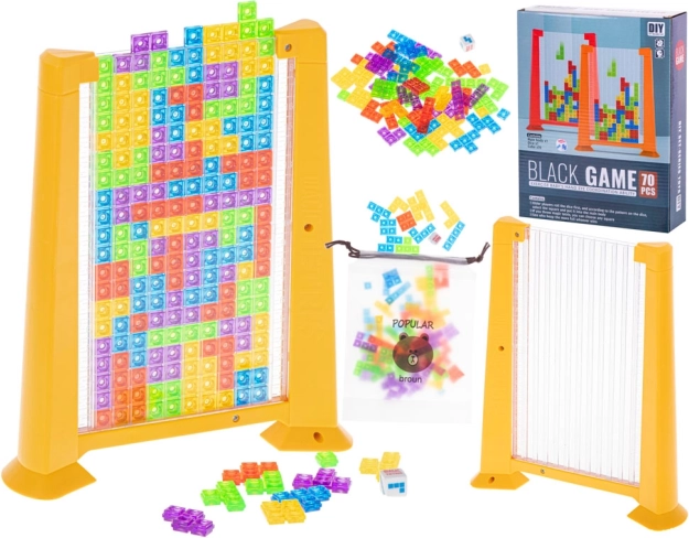 Logična igra TETRIS – vertikalna sestavljanka z barvnimi kockami, 70 delov