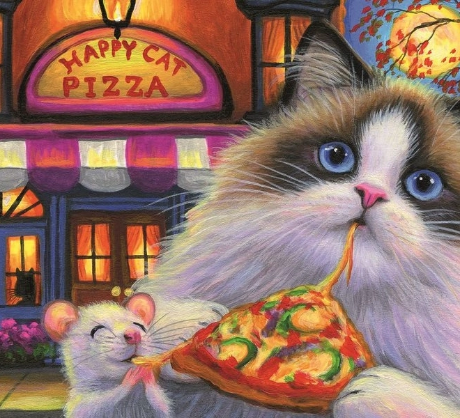 Sestavljanka pizza za mačke - raznolikost okusov