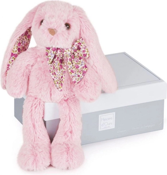 Rožnati plišasti zajček 25 cm – DOUDOU HISTOIRE D’OURS