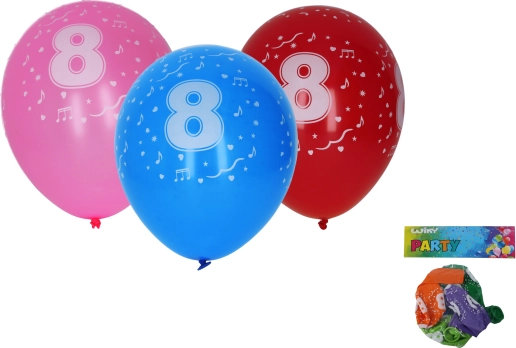 Baloni 30 cm s številko 8 – set 5 kos