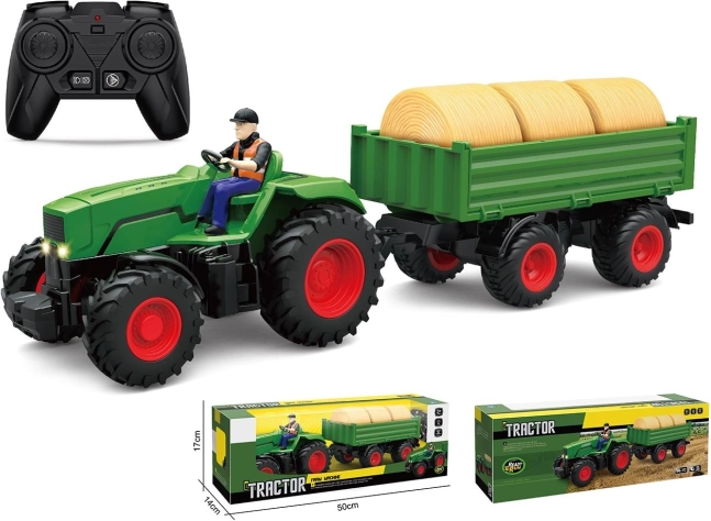 Kmetijski traktor na daljinsko upravljanje s prikolico