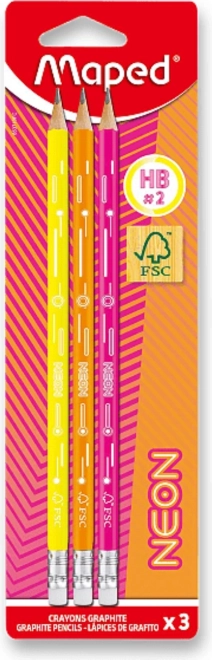 Set grafitnih svinčnikov Maped Neon, 3 kosi