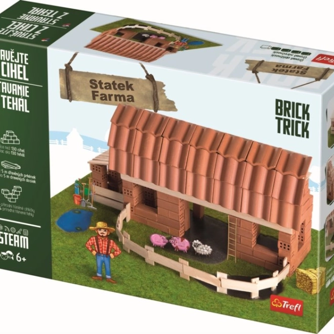 Trefl Brick Trick kmetija XL – gradbeni komplet iz pravih opek