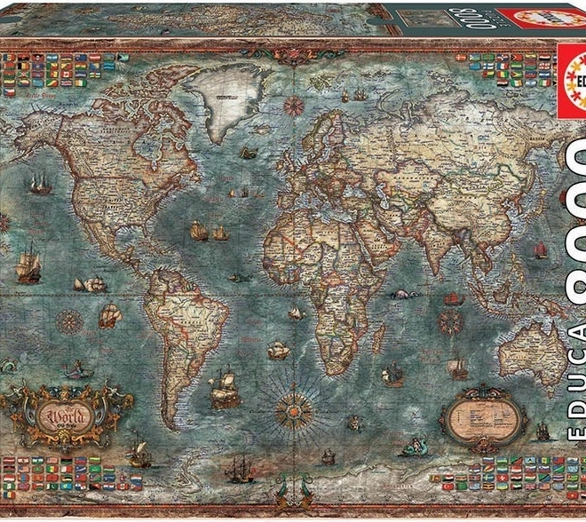 Educa Puzzle Politični zemljevid sveta 8000 kosov