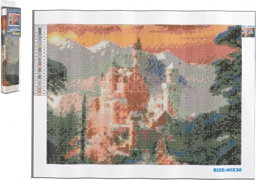 Slikanje z diamanti NORIMPEX – Neuschwanstein pozimi 30 × 40 cm