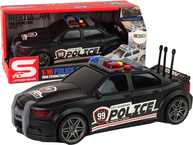 Policijski športni avto 1:16, črn z zvokom