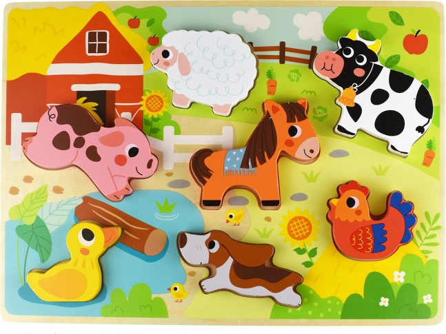 Lesena montessori vstavljanka kmetija TOOKY TOY