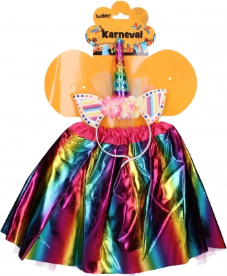 Pustni komplet samorog – barvno krilce in naglavni obroč