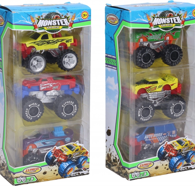 kovinski monster trucki 3 kos 8 cm