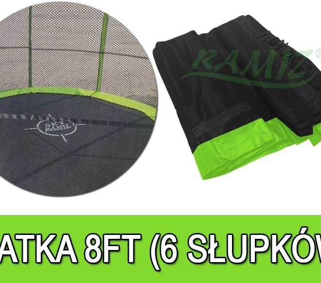 Zaščitna mreža za trampolin 244 cm (8 ft) s 6 tuneli SkyRamiz, zelena