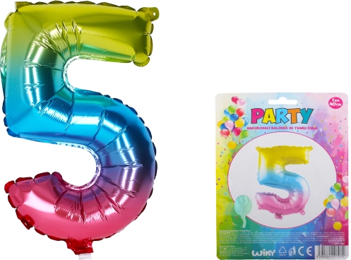 Napihljivi Balon v Obliki Številke 5 Mavrični