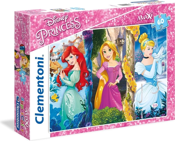 Sestavljanka Disney princese: Ariel, Rapunzel in Pepelka MAXI 60 koščkov