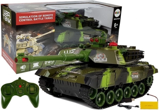 velik RC tank 2,4 GHz z lučmi in zvoki, zelen